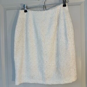 Escada Designer Tweed Cream Classic Pencil Skirt, Size 34